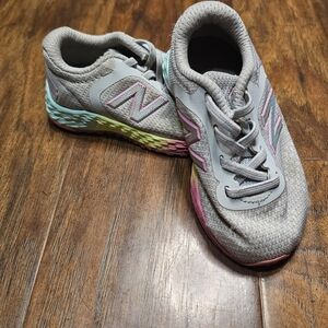 New Balance Kids' Gray Sneakers with Rainbow Accents